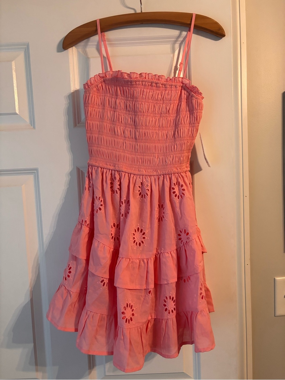Trixxi Pink Tiered Eyelet Sundress